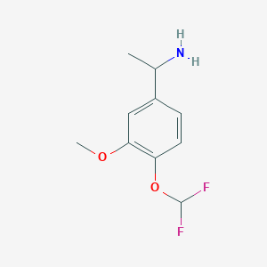 molecular formula C10H13F2NO2 B2927757 1-(4-二氟甲氧基-3-甲氧基苯基)乙胺 CAS No. 954263-76-4