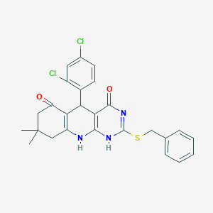 2-benzylsulfanyl-5-(2,4-dichlorophenyl)-8,8-dimethyl-5,7,9,10-tetrahydro-1H-pyrimido[4,5-b]quinoline-4,6-dione