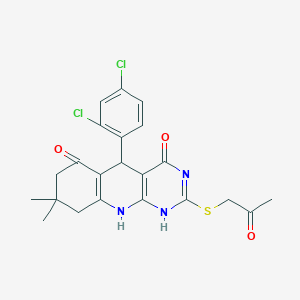 molecular formula C22H21Cl2N3O3S B292777 5-(2,4-dichlorophenyl)-8,8-dimethyl-2-(2-oxopropylsulfanyl)-5,7,9,10-tetrahydro-1H-pyrimido[4,5-b]quinoline-4,6-dione 