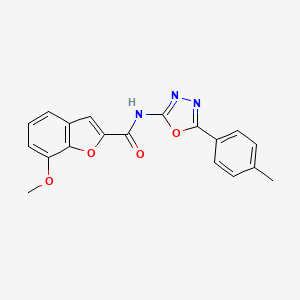 molecular formula C19H15N3O4 B2927773 7-methoxy-N-(5-(p-tolyl)-1,3,4-oxadiazol-2-yl)benzofuran-2-carboxamide CAS No. 952845-06-6