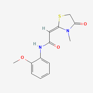 molecular formula C13H14N2O3S B2927777 N-(2-methoxyphenyl)-2-(3-methyl-4-oxo-1,3-thiazolidin-2-ylidene)acetamide CAS No. 733030-62-1