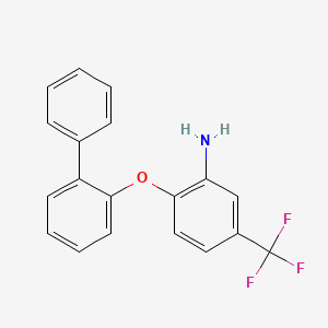 molecular formula C19H14F3NO B2927778 2-([1,1'-Biphenyl]-2-yloxy)-5-(trifluoromethyl)-aniline CAS No. 340018-76-0