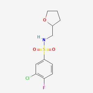 molecular formula C11H13ClFNO3S B2927789 3-chloro-4-fluoro-N-[(oxolan-2-yl)methyl]benzene-1-sulfonamide CAS No. 670271-86-0