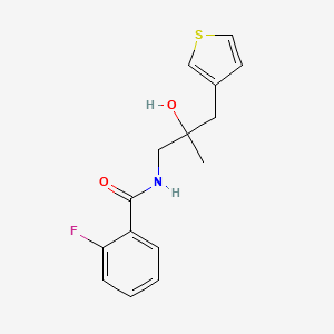 molecular formula C15H16FNO2S B2927806 2-fluoro-N-{2-hydroxy-2-[(thiophen-3-yl)methyl]propyl}benzamide CAS No. 2097866-52-7
