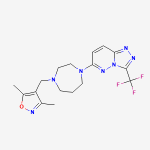 molecular formula C17H20F3N7O B2927808 3,5-Dimethyl-4-[[4-[3-(trifluoromethyl)-[1,2,4]triazolo[4,3-b]pyridazin-6-yl]-1,4-diazepan-1-yl]methyl]-1,2-oxazole CAS No. 2379950-16-8