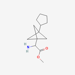 molecular formula C13H21NO2 B2927824 Methyl 2-amino-2-(3-cyclopentyl-1-bicyclo[1.1.1]pentanyl)acetate CAS No. 2287267-82-5