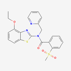 molecular formula C23H21N3O4S2 B2927849 N-(4-ethoxybenzo[d]thiazol-2-yl)-2-(methylsulfonyl)-N-(pyridin-2-ylmethyl)benzamide CAS No. 886941-81-7