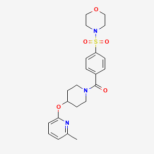 molecular formula C22H27N3O5S B2927852 (4-((6-Methylpyridin-2-yl)oxy)piperidin-1-yl)(4-(morpholinosulfonyl)phenyl)methanone CAS No. 1797756-47-8