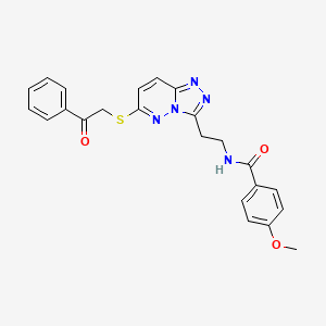 4-methoxy-N-(2-(6-((2-oxo-2-phenylethyl)thio)-[1,2,4]triazolo[4,3-b]pyridazin-3-yl)ethyl)benzamide