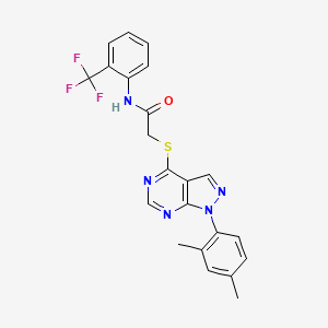 molecular formula C22H18F3N5OS B2927856 2-((1-(2,4-二甲苯基)-1H-吡唑并[3,4-d]嘧啶-4-基)硫代)-N-(2-(三氟甲基)苯基)乙酰胺 CAS No. 893926-89-1
