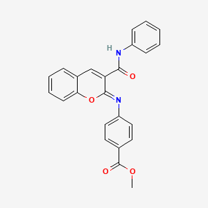 molecular formula C24H18N2O4 B2927863 methyl 4-{[(2Z)-3-(phenylcarbamoyl)-2H-chromen-2-ylidene]amino}benzoate CAS No. 1327171-72-1