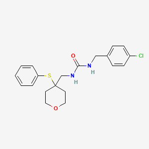 molecular formula C20H23ClN2O2S B2927875 1-(4-chlorobenzyl)-3-((4-(phenylthio)tetrahydro-2H-pyran-4-yl)methyl)urea CAS No. 1797578-13-2