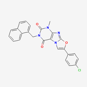 molecular formula C25H17ClN4O3 B2927878 7-(4-chlorophenyl)-1-methyl-3-(naphthalen-1-ylmethyl)oxazolo[2,3-f]purine-2,4(1H,3H)-dione CAS No. 941979-93-7