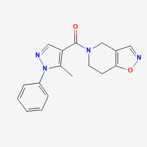 molecular formula C17H16N4O2 B2927906 (6,7-dihydroisoxazolo[4,5-c]pyridin-5(4H)-yl)(5-methyl-1-phenyl-1H-pyrazol-4-yl)methanone CAS No. 2034487-60-8