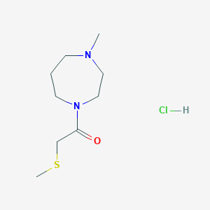 molecular formula C9H19ClN2OS B2927908 1-(4-甲基-1,4-二氮杂环-1-基)-2-甲硫基乙酮；盐酸盐 CAS No. 2375268-87-2