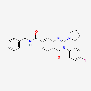 molecular formula C26H23FN4O2 B2927916 N-benzyl-3-(4-fluorophenyl)-4-oxo-2-(pyrrolidin-1-yl)-3,4-dihydroquinazoline-7-carboxamide CAS No. 1251669-90-5