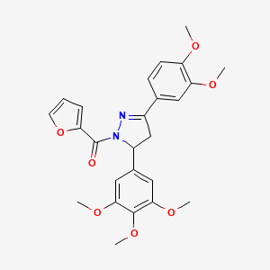 molecular formula C25H26N2O7 B2927920 (3-(3,4-二甲氧基苯基)-5-(3,4,5-三甲氧基苯基)-4,5-二氢-1H-吡唑-1-基)(呋喃-2-基)甲酮 CAS No. 871319-09-4