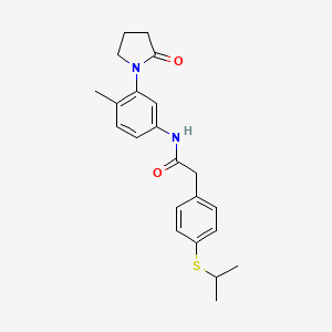 molecular formula C22H26N2O2S B2927922 2-(4-(isopropylthio)phenyl)-N-(4-methyl-3-(2-oxopyrrolidin-1-yl)phenyl)acetamide CAS No. 1206994-66-2