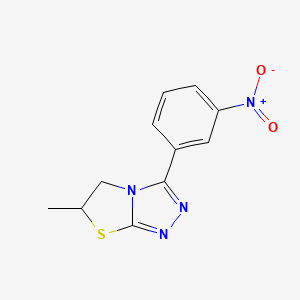 molecular formula C11H10N4O2S B2927926 6-Methyl-3-(3-nitrophenyl)-5,6-dihydro[1,3]thiazolo[2,3-c][1,2,4]triazole CAS No. 725704-59-6