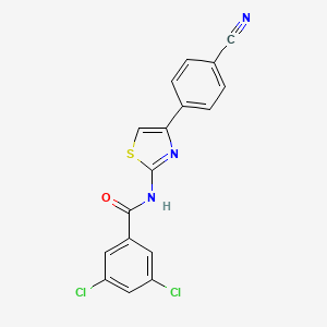 molecular formula C17H9Cl2N3OS B2927929 3,5-dichloro-N-[4-(4-cyanophenyl)-1,3-thiazol-2-yl]benzamide CAS No. 313366-29-9