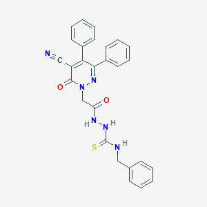 N-benzyl-2-[(5-cyano-6-oxo-3,4-diphenyl-1(6H)-pyridazinyl)acetyl]hydrazinecarbothioamide