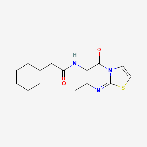 molecular formula C15H19N3O2S B2927943 2-cyclohexyl-N-(7-methyl-5-oxo-5H-thiazolo[3,2-a]pyrimidin-6-yl)acetamide CAS No. 955260-39-6