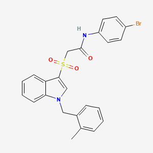 molecular formula C24H21BrN2O3S B2927945 N-(4-溴苯基)-2-((1-(2-甲基苄基)-1H-吲哚-3-基)磺酰基)乙酰胺 CAS No. 850932-82-0