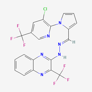 molecular formula C20H11ClF6N6 B2927954 1-[3-氯-5-(三氟甲基)-2-吡啶基]-1H-吡咯-2-甲醛 N-[3-(三氟甲基)-2-喹喔啉基]腙 CAS No. 477873-15-7