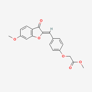 molecular formula C19H16O6 B2927957 Methyl 2-{4-[(6-methoxy-3-oxobenzo[d]furan-2-ylidene)methyl]phenoxy}acetate CAS No. 893350-73-7