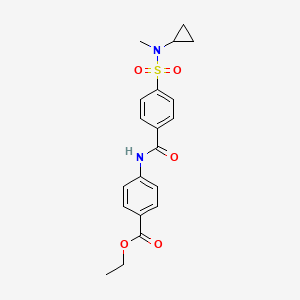 molecular formula C20H22N2O5S B2927960 ethyl 4-(4-(N-cyclopropyl-N-methylsulfamoyl)benzamido)benzoate CAS No. 922470-52-8