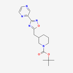 molecular formula C17H23N5O3 B2927961 Tert-butyl 3-((3-(pyrazin-2-yl)-1,2,4-oxadiazol-5-yl)methyl)piperidine-1-carboxylate CAS No. 1798516-32-1