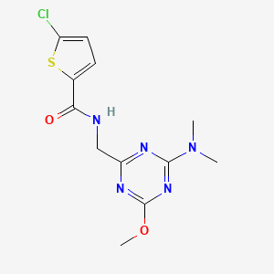molecular formula C12H14ClN5O2S B2927967 5-氯-N-((4-(二甲氨基)-6-甲氧基-1,3,5-三嗪-2-基)甲基)噻吩-2-甲酰胺 CAS No. 2034276-73-6
