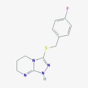 molecular formula C12H13FN4S B292797 3-[(4-fluorophenyl)methylsulfanyl]-1,5,6,7-tetrahydro-[1,2,4]triazolo[4,3-a]pyrimidine 