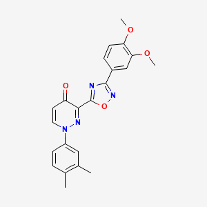 molecular formula C22H20N4O4 B2927972 2-(2-tert-butyl-6-fluoro-3-oxo-2,3-dihydro-1H-indazol-1-yl)-N-(2-chlorobenzyl)acetamide CAS No. 1112433-02-9