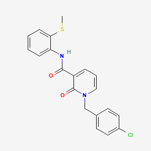 molecular formula C20H17ClN2O2S B2927973 1-[(4-chlorophenyl)methyl]-N-[2-(methylsulfanyl)phenyl]-2-oxo-1,2-dihydropyridine-3-carboxamide CAS No. 946355-18-6