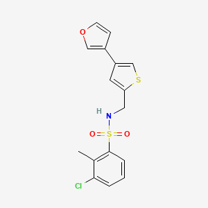 molecular formula C16H14ClNO3S2 B2927984 3-chloro-N-{[4-(furan-3-yl)thiophen-2-yl]methyl}-2-methylbenzene-1-sulfonamide CAS No. 2379989-16-7