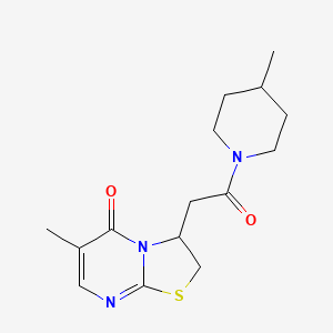 molecular formula C15H21N3O2S B2927987 6-methyl-3-(2-(4-methylpiperidin-1-yl)-2-oxoethyl)-2H-thiazolo[3,2-a]pyrimidin-5(3H)-one CAS No. 953206-46-7