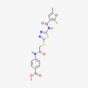 molecular formula C19H18N4O5S2 B2927993 4-(2-((5-(2,5-二甲基呋喃-3-甲酰胺)-1,3,4-噻二唑-2-基)硫)乙酰氨基)苯甲酸甲酯 CAS No. 1351615-17-2