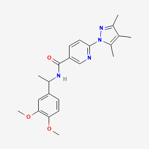 molecular formula C22H26N4O3 B2928007 N-(1-(3,4-二甲氧基苯基)乙基)-6-(3,4,5-三甲基-1H-吡唑-1-基)烟酰胺 CAS No. 1251634-95-3