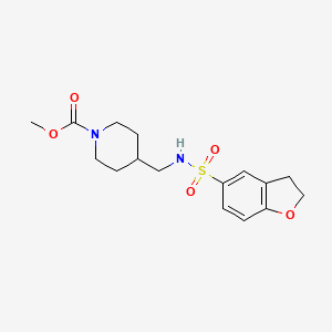molecular formula C16H22N2O5S B2928017 4-((2,3-二氢苯并呋喃-5-磺酰胺)甲基)哌啶-1-羧酸甲酯 CAS No. 1448125-23-2
