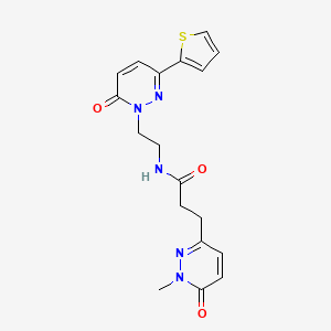 molecular formula C18H19N5O3S B2928019 3-(1-methyl-6-oxo-1,6-dihydropyridazin-3-yl)-N-(2-(6-oxo-3-(thiophen-2-yl)pyridazin-1(6H)-yl)ethyl)propanamide CAS No. 1797562-51-6