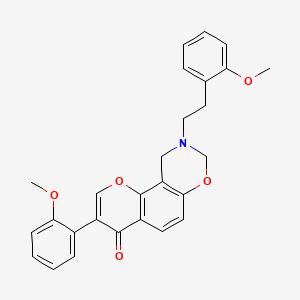 molecular formula C27H25NO5 B2928020 9-(2-methoxyphenethyl)-3-(2-methoxyphenyl)-9,10-dihydrochromeno[8,7-e][1,3]oxazin-4(8H)-one CAS No. 946236-15-3