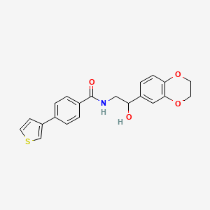 molecular formula C21H19NO4S B2928024 N-(2-(2,3-dihydrobenzo[b][1,4]dioxin-6-yl)-2-hydroxyethyl)-4-(thiophen-3-yl)benzamide CAS No. 2034465-08-0