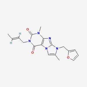 molecular formula C18H19N5O3 B2928030 (E)-3-(but-2-en-1-yl)-8-(furan-2-ylmethyl)-1,7-dimethyl-1H-imidazo[2,1-f]purine-2,4(3H,8H)-dione CAS No. 946261-08-1