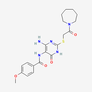 N-(4-amino-2-((2-(azepan-1-yl)-2-oxoethyl)thio)-6-oxo-1,6-dihydropyrimidin-5-yl)-4-methoxybenzamide
