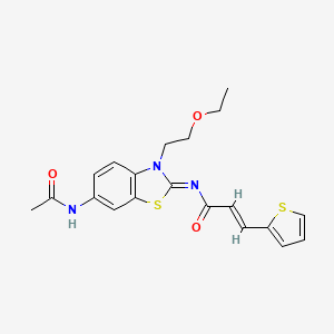 molecular formula C20H21N3O3S2 B2928035 (2E,NZ)-N-(6-乙酰氨基-3-(2-乙氧基乙基)苯并[d]噻唑-2(3H)-亚基)-3-(噻吩-2-基)丙烯酰胺 CAS No. 865174-11-4