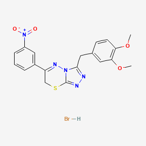 molecular formula C19H18BrN5O4S B2928044 3-(3,4-dimethoxybenzyl)-6-(3-nitrophenyl)-7H-[1,2,4]triazolo[3,4-b][1,3,4]thiadiazine hydrobromide CAS No. 1179486-69-1