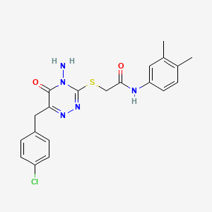 molecular formula C20H20ClN5O2S B2928045 2-((4-amino-6-(4-chlorobenzyl)-5-oxo-4,5-dihydro-1,2,4-triazin-3-yl)thio)-N-(3,4-dimethylphenyl)acetamide CAS No. 886963-41-3