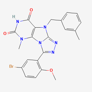 molecular formula C22H19BrN6O3 B2928049 3-(5-bromo-2-methoxyphenyl)-5-methyl-9-(3-methylbenzyl)-5H-[1,2,4]triazolo[4,3-e]purine-6,8(7H,9H)-dione CAS No. 921582-10-7