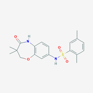 molecular formula C19H22N2O4S B2928053 N-(3,3-dimethyl-4-oxo-2,3,4,5-tetrahydrobenzo[b][1,4]oxazepin-8-yl)-2,5-dimethylbenzenesulfonamide CAS No. 921907-33-7